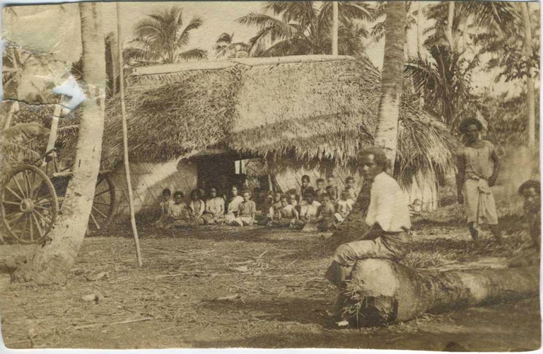 Item #23401 Carte de visite of Fijian native school with teacher. Fiji, Photography.