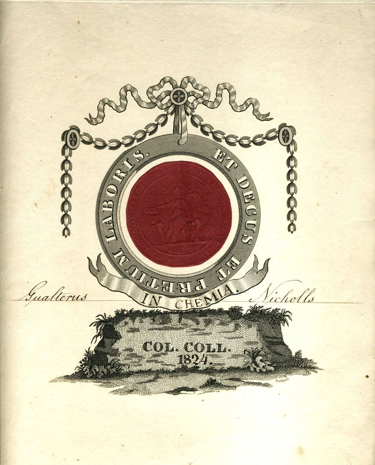 Item #23431 Walter Nicholls' 1824 copper engraved Columbia College degree. Columbia, New York City.