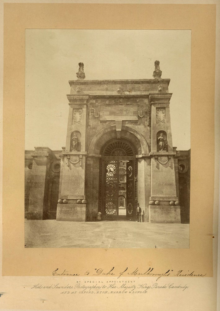Item #23444 Large mounted albumen photograph of the Eastern Gateway of Blenheim Palace. Photography, Hills and Saunders.