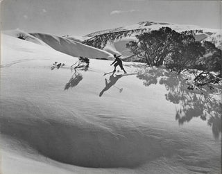 Item #23462 Original b/w photograph of a skier in the southern portion of the New Zealand Alps....