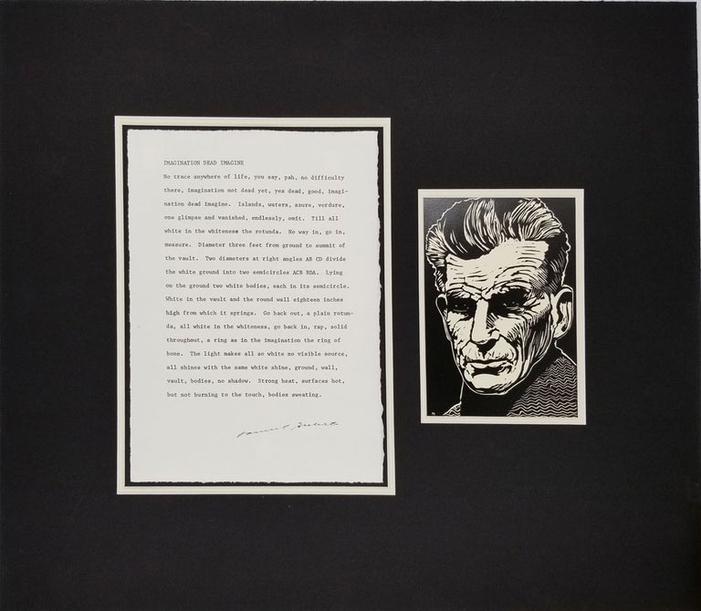 Item #23509 Samuel Beckett Signed Text and Portrait. Autograph, Samuel Beckett.