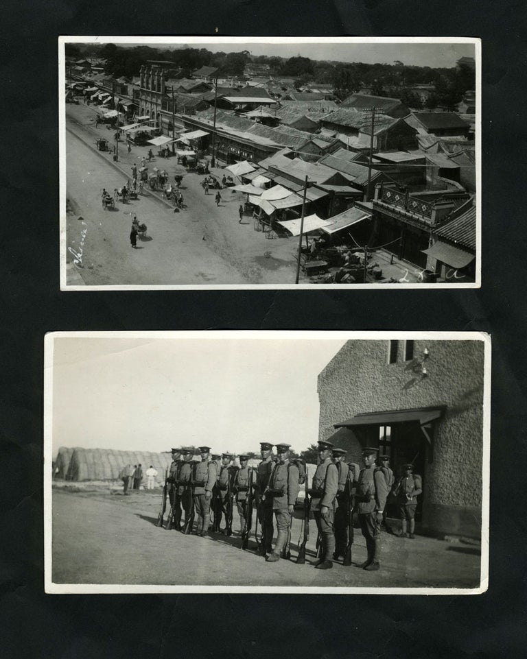 Item #23520 2 China snapshot photos: Peking View & Chinese Troops in Tientsin. China, Photographs.