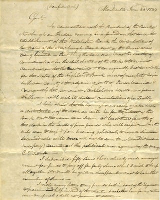 Item #23559 Letter regarding the Highland Bank of Newburgh, NY. NY Newburgh, Banking