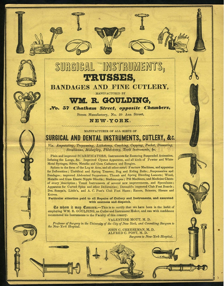 Item #23612 Surgical Instruments, Trusses, Bandages and Fine Cutlery, Manufactured by Wm. R Goulding. Medicine, New York City.
