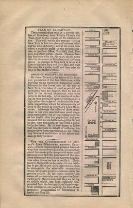 Moffat's Pills. Handbill with New York street map showing shop location.