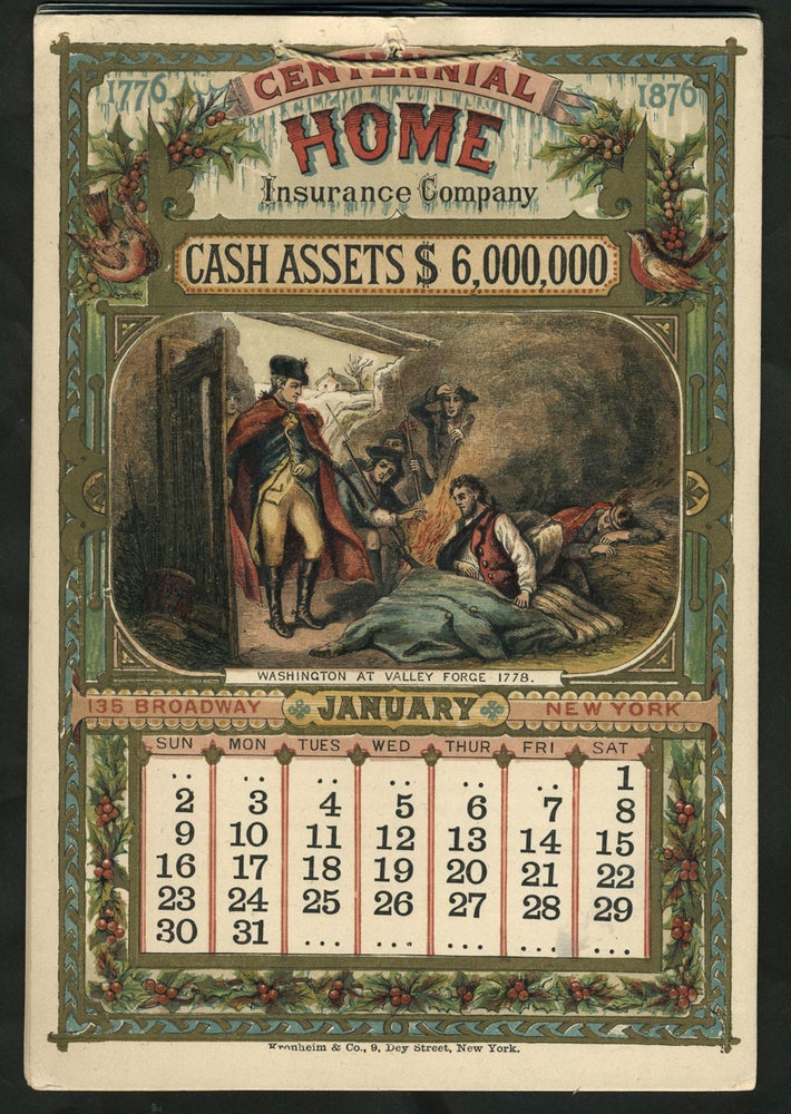 Item #23626 Centennial Home Insurance Company. Calendar. West Point, Revolutionary War.