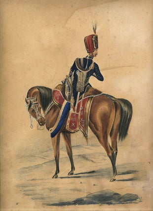 Item #23691 Original art work: Officer of the 10th Prince of Wales's Own Hussars outside...