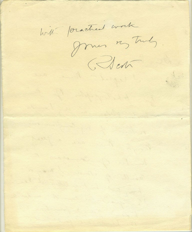 Item #23730 Autograph letter from Scott, one of his last, written in the Antarctic, possibly with a partial fingerprint. Antarctic, Autograph.
