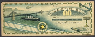 Item #23849 Jewish American New Year's Check with Brooklyn Bridge image. Brooklyn Bridge