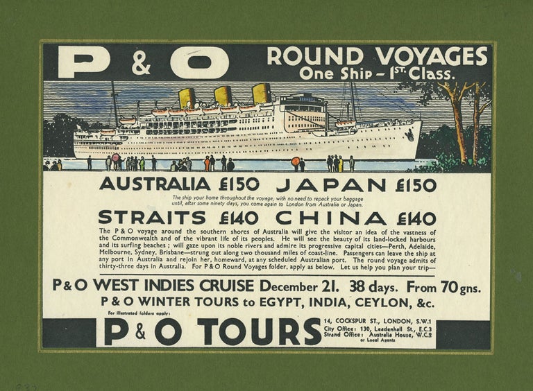 Item #23857 P&O Line Voyage Mock up artwork. Steamship art.