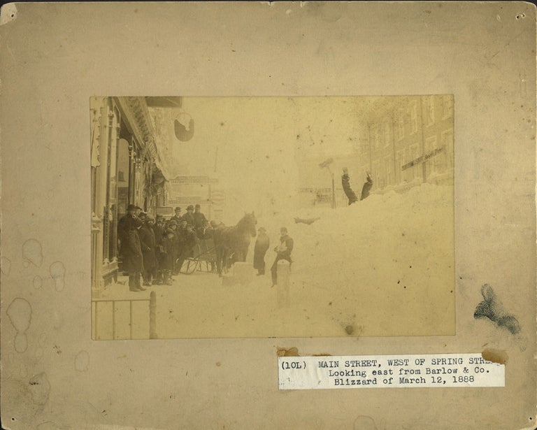 Item #23887 Main Street Ossining, NY after a major snowstorm in 1888. Albumen photograph.