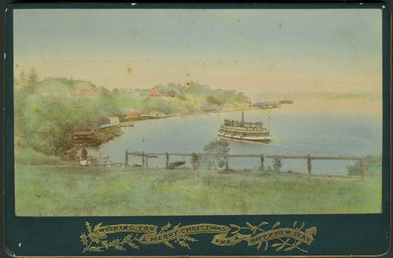 Item #23894 Neutral Bay, Sydney. 'Wishing You a Merry Christmas and a Happy New Year'. Real Photo Advertising Cabinet Card. Photography, Australia.