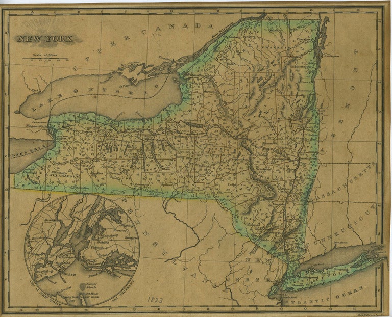 Item #23926 A Map of New York from "An Atlas of the United States, on an Improved Plan;..." with a complete index. Sidney E. Morse.