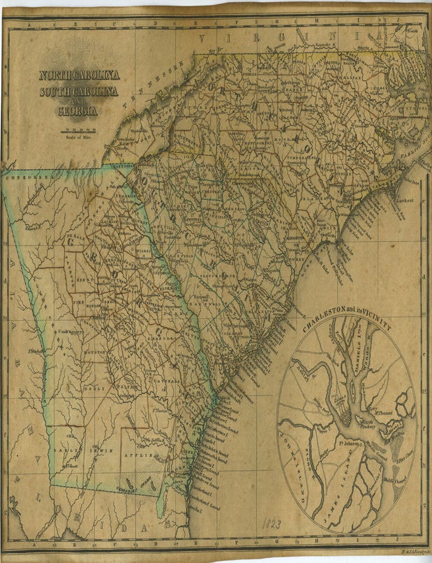 A Map of North Carolina, South Carolina and Georgia from An Atlas of ...