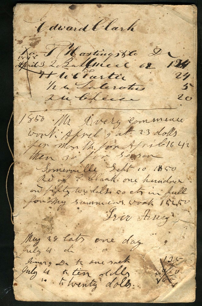 Item #23933 Great Irish Famine immigrant workers in Boston. Pay Ledger.