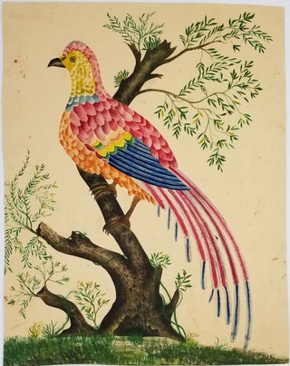 Item #23949 American folk art: Bird of many colored feathers including 'American Flag' tail...