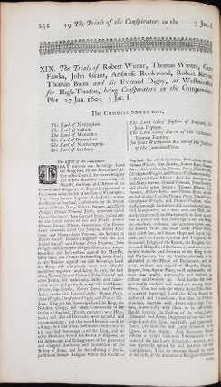 [Treason Trials of Sir Walter Raleigh & Guy Fawkes] in: A Complete Collection of State-trials and Proceedings for High-treason, and other Crimes and Misdemeanors; from the Reign of King Richard II to the Reign of King George II. Volume the First.