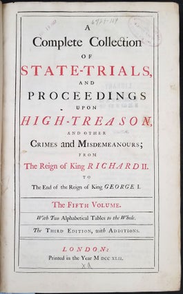 Item #23981 A complete collection of state-trials, and proceedings upon high-treason, and other...