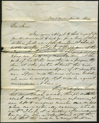 Item #23998 1844 Letter Written from West Point asking for a Loan because the Paymaster was...
