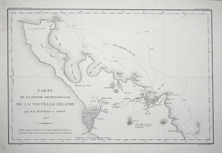 Item #24304 Carte de la Partie Septentrionale De La Nouvelle Zelande par M.M. Durville et Lottin 1831. Dumont-d'Urville, Jules Sebastian Cesar, Victor Lottin, Charles Victor.
