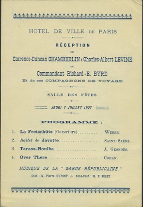 Item #24316 Hotel de Ville de Paris. Reception de Clarence Duncan Chamberlin & Charles Albert...