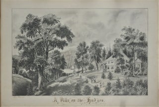 Item #24320 A Villa on the Hudson, a young woman's superb pencil drawing of the image after...