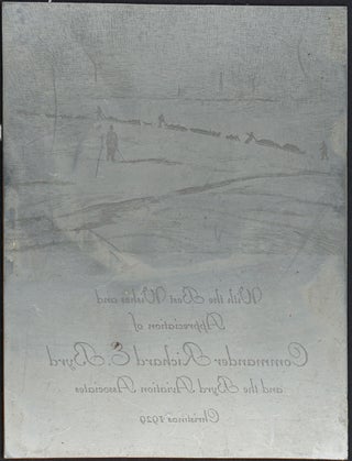 Item #24332 Byrd Aviation Association Printing plate for the Christmas card sent in 1929. Richard...