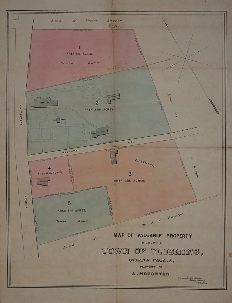 Item #24442 Map of Valuable Property Situate in the Town of Flushing ... Belonging to A. Houghton. Map. Flushing NY Map.