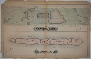 Item #24445 "Central Park. Blackwells Island". Maps printed on 1 sheet. George W. Bromley,...