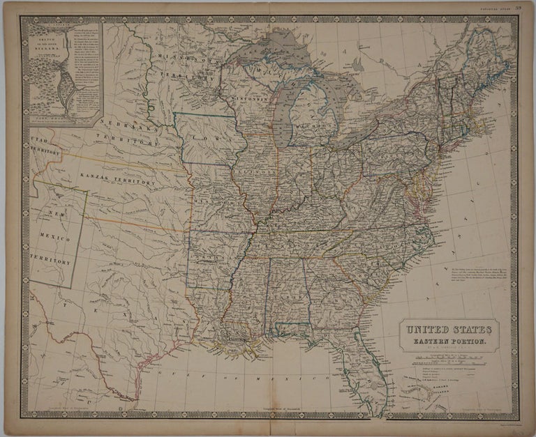 Item #24446 United States: Eastern Portion. Map identifying slave slates. Alexander Keith Johnston.