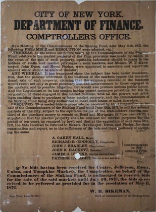 Item #24451 Tammany Hall sale of city food market property: City of New York, Department of...