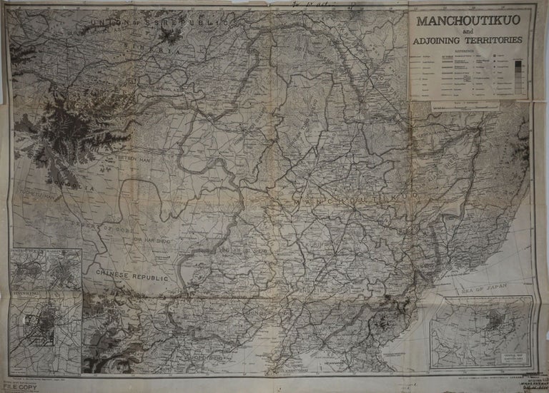 Item #24456 'Manchoutikuo and Adjoining Territories'. Captured Japanese Military Map. Japan, Map.