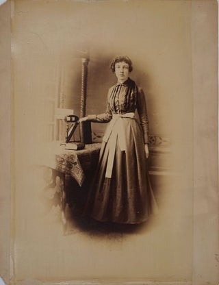 Item #24457 Woman with Stereoscopic Viewer. Large albumen photograph. Photography, Women