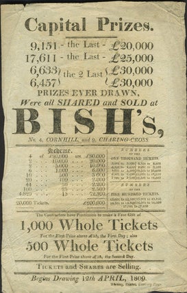 Item #24467 English Lottery handbill with song on verso. Lottery
