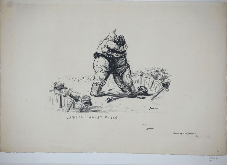 Item #24532 La "Defaillance" Russe. WWI Lithograph. Jean Louis Forain.