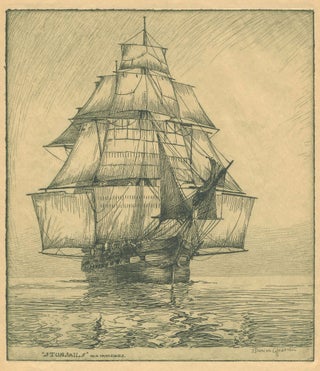 Item #24576 "Stunsails", Old Ironsides. Etching. J. Duncan Gleason