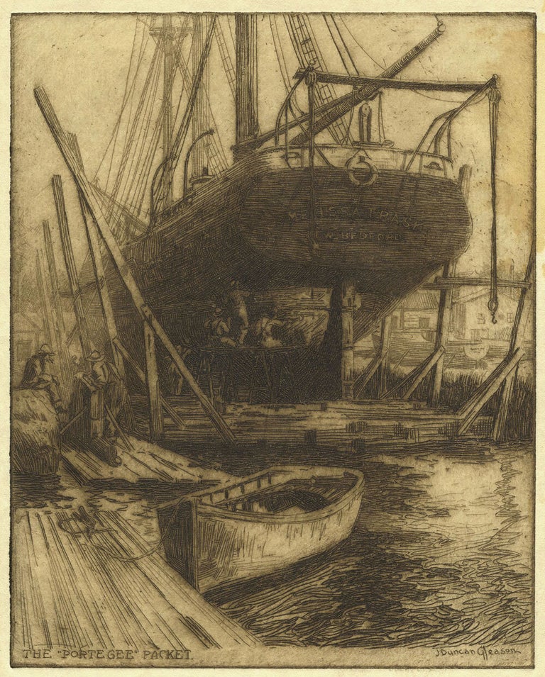 Item #24578 "The Portegee" Packet. Etching. J. Duncan Gleason.