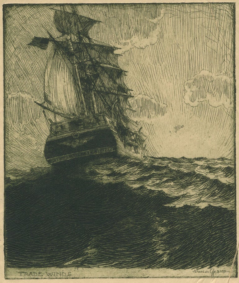 Item #24580 "Trade Winds". Etching. J. Duncan Gleason.