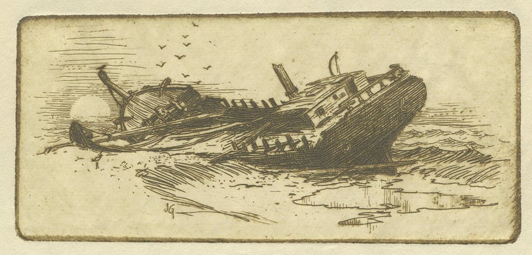 Item #24582 Shipwreck. Headpiece etching. J. Duncan Gleason.