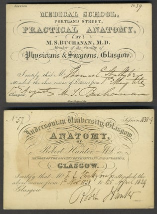 Item #24632 Anatomy Class tickets, University of Glasgow. Medicine, Thomas Edward Stallybrass, M....