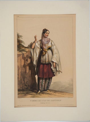 Femme de l'Ile de Santorin (Archipel grec Cotes d'asie). Lithograph.