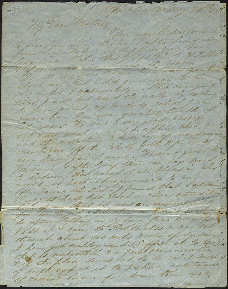 Item #24636 American settler in 1850s Port Curtis QLD, ALS. Queensland, John Bates.