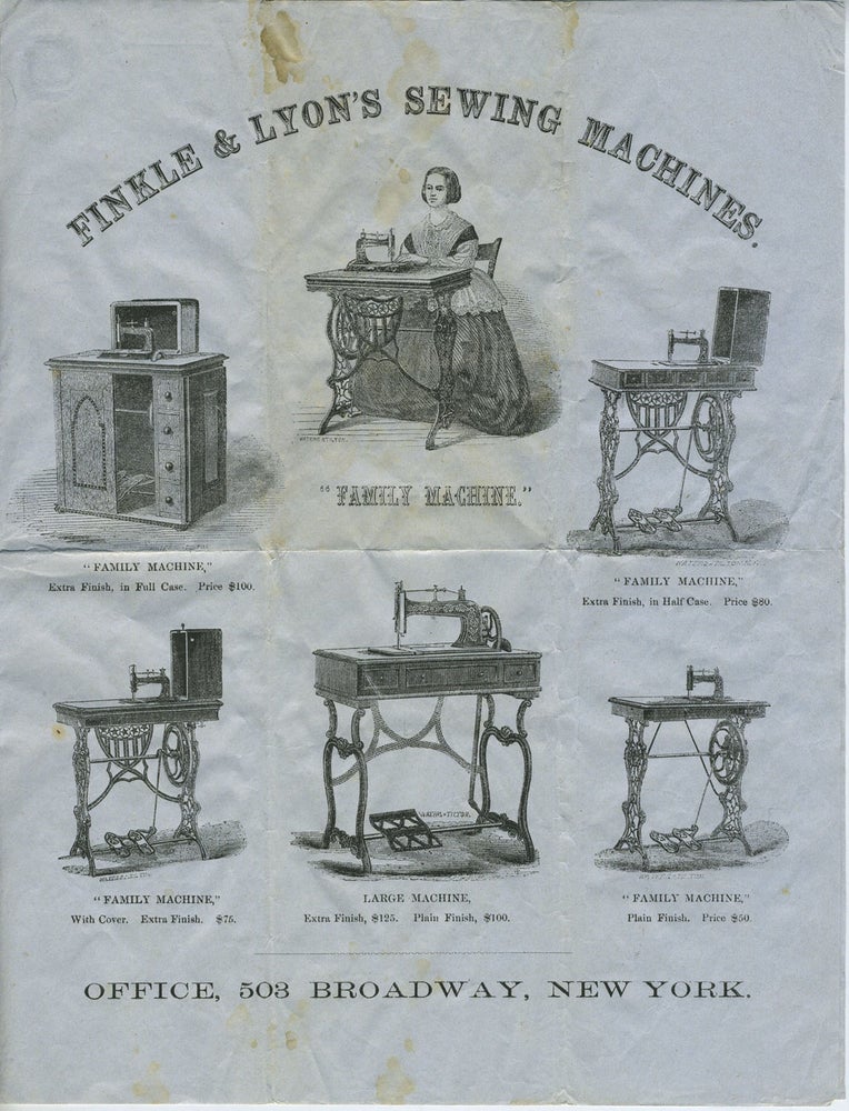 Item #24667 Finkle & Lyon's Sewing Machine. Broadside. Sewing Machine Broadside.