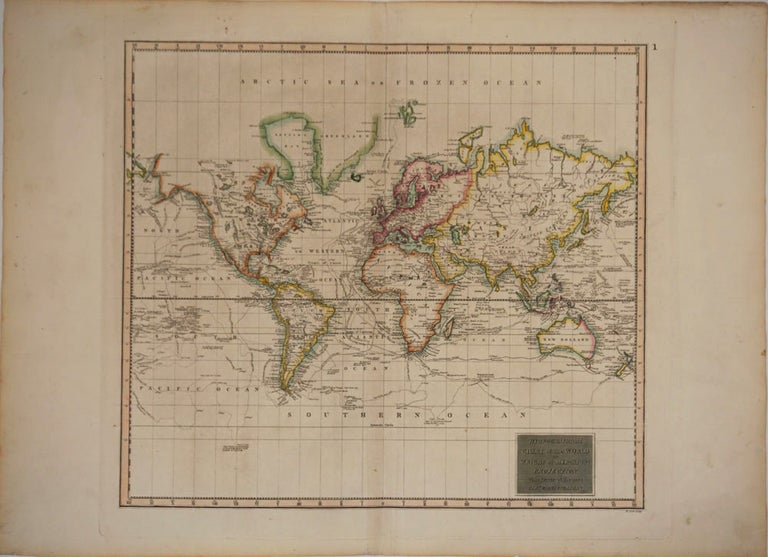 Item #24720 Hydrographical Chart of the World on Wright or Mercators Projection with Tracks of the Last Circumnavigators. John Thomson.