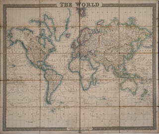 Item #24721 The World. Hand colored dissected map on linen. George Frederick Cruchley