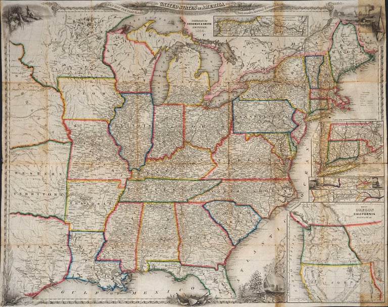 Item #24722 A New Map for Travelers Through the United States of America Showing the Railroads, Canals & Stage Roads. Map. J. Calvin Smith.