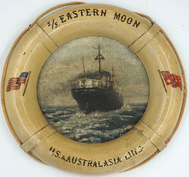 Item #24736 S. S. Eastern Moon, oil painting cruise memento, US & Australasia Line. Australia, Ship, artist.