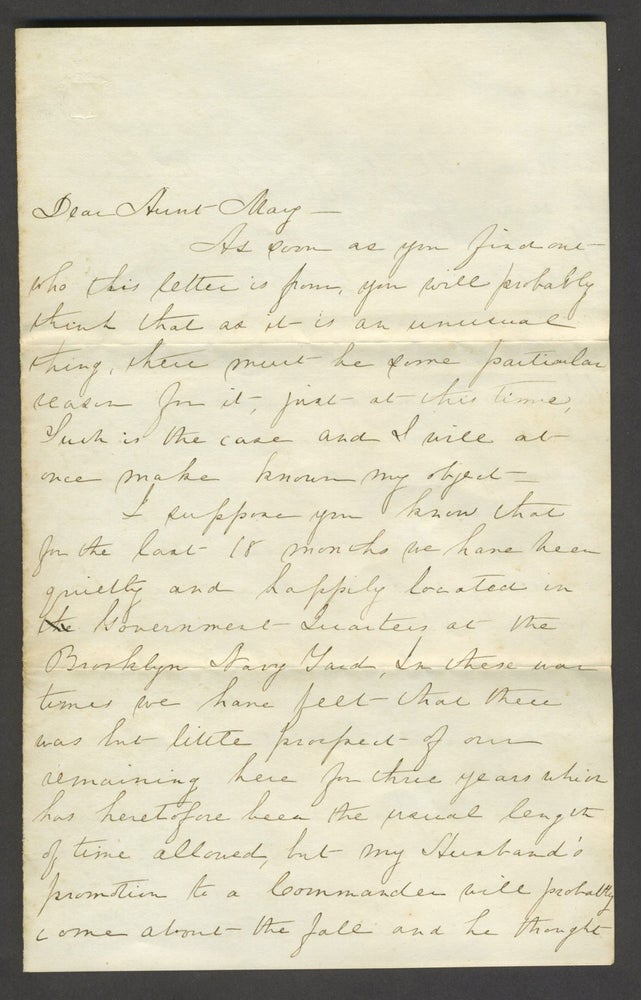 Item #24772 Civil War Ironclad Ship, commander's wife's letter. ALS. Helen Offley Paulding, Lt. Commander Leonard Paulding.