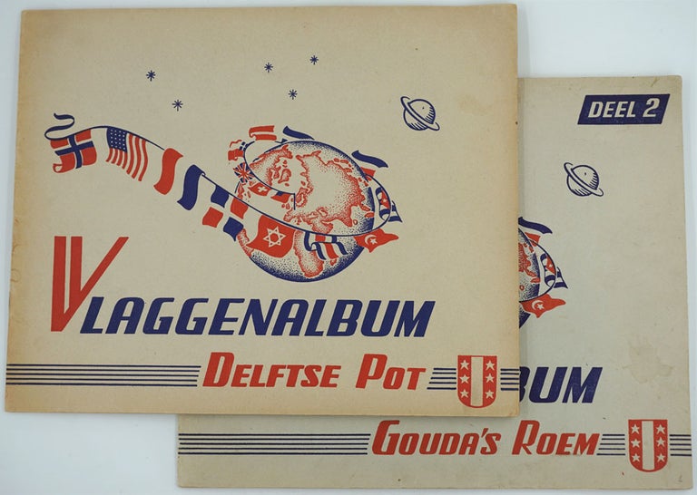 Item #24777 Vlaggenalbum Delftse Pot and Gouda's Roem: Flag Album of the Whole World, Parts 1 and 2. Vexillology Flags, R. J. J. Heirman, Leonard True, design and drawing, text.