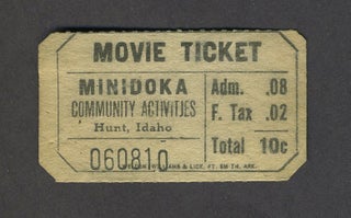 Item #24789 Movie Ticket. Minidoka Community Activities, Hunt, Idaho. Hunt Idaho Japanese...